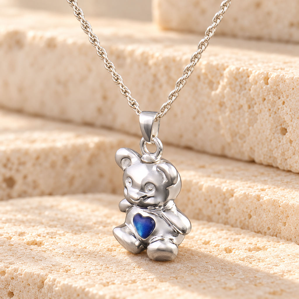 Silver Baby Blue Bear Jewelry Pendant — main — evr6302ss