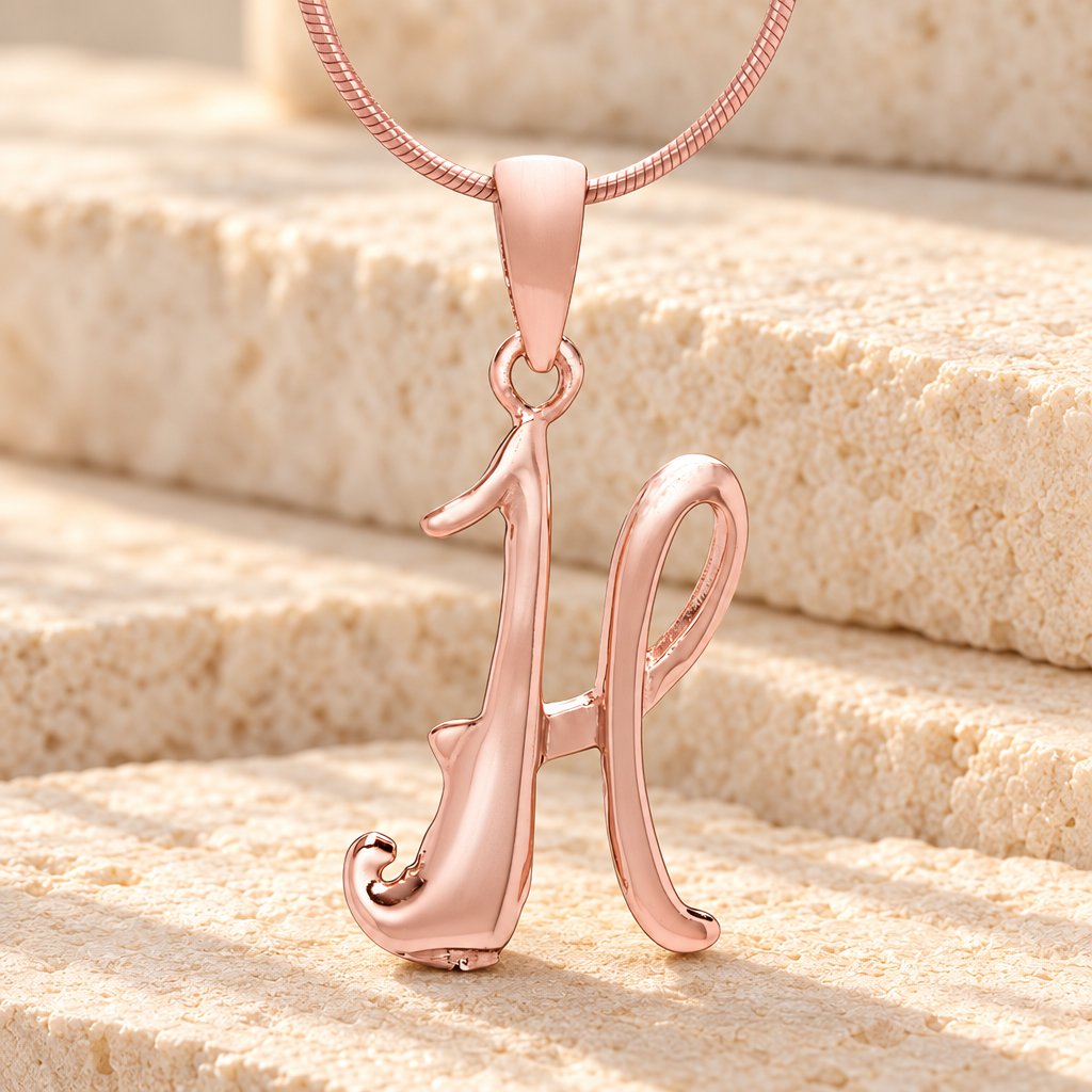 Rose Gold "H" Initial Cremation Jewelry — main — evr6428rg