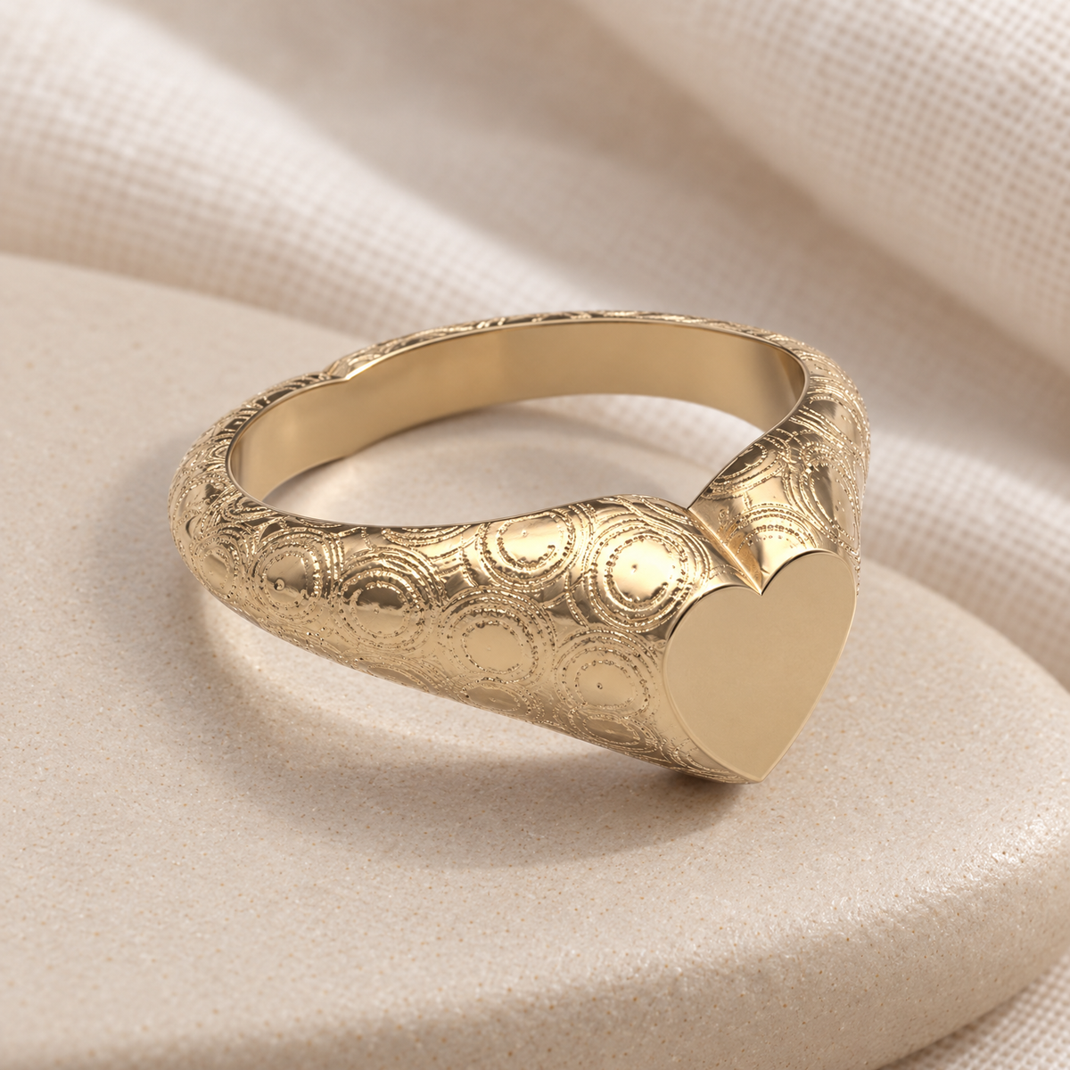 Solid 14K Gold Signet with Pattern Forever Sealed Memorial Ring — alternate view — evr20041kgfs