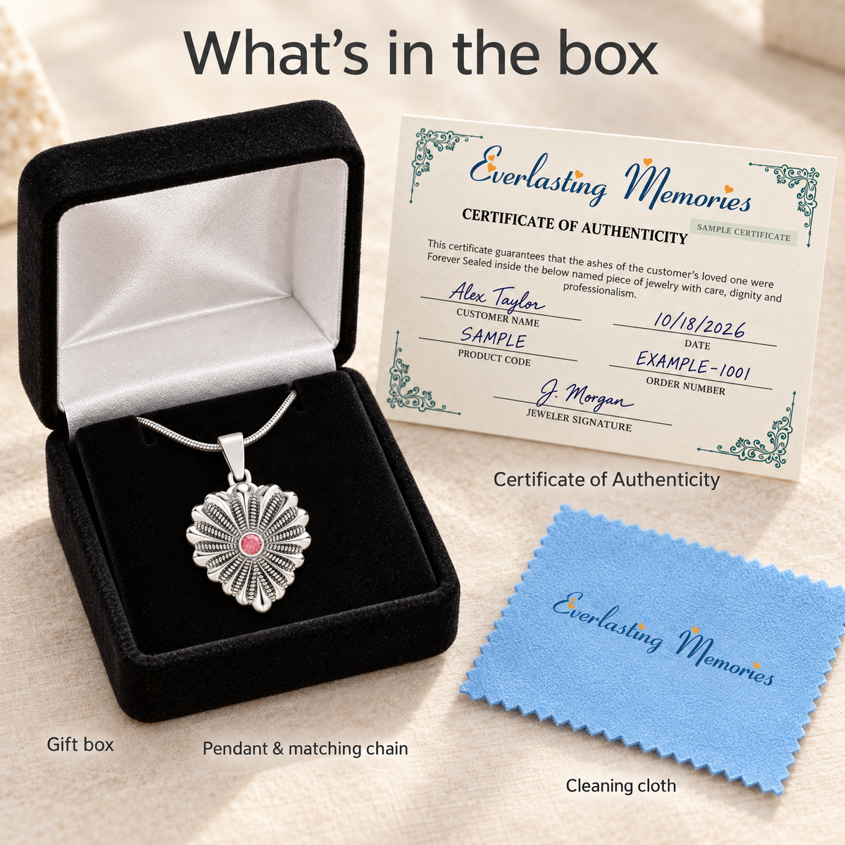 Birthstone Knotted Heart Forever Sealed Memorial Jewelry — whats in box — evr20018ssfs