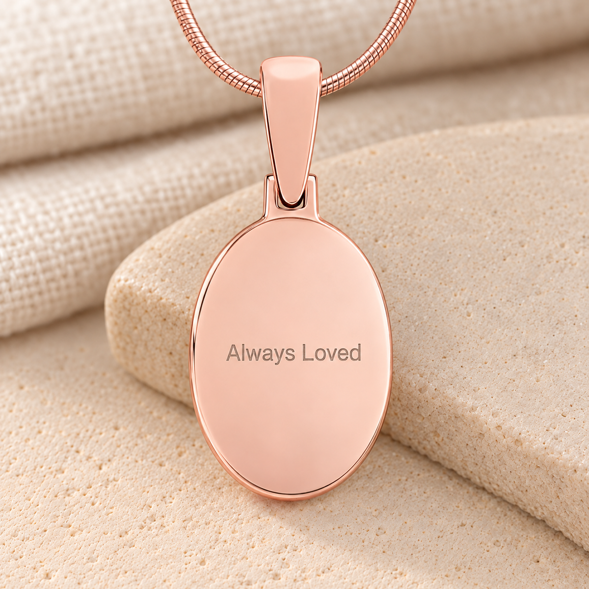 Rose Gold Plated Oval Fingerprint Necklace — rear engraving — evr4730rg