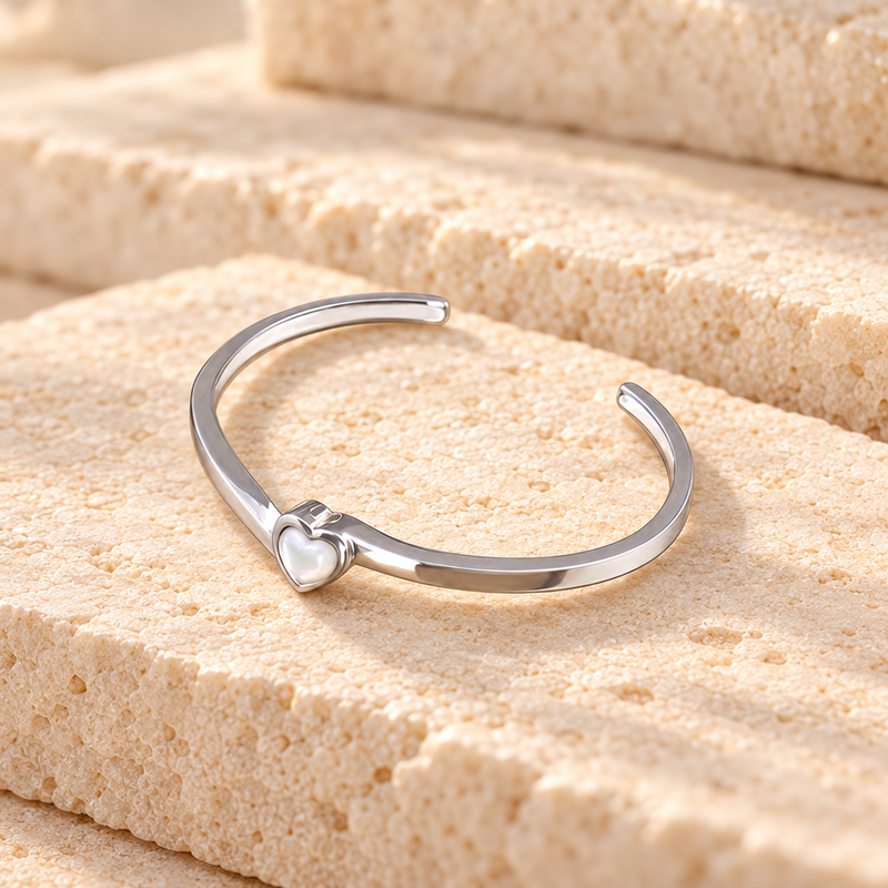 Stainless Steel Pearled Heart Cremation Bracelet