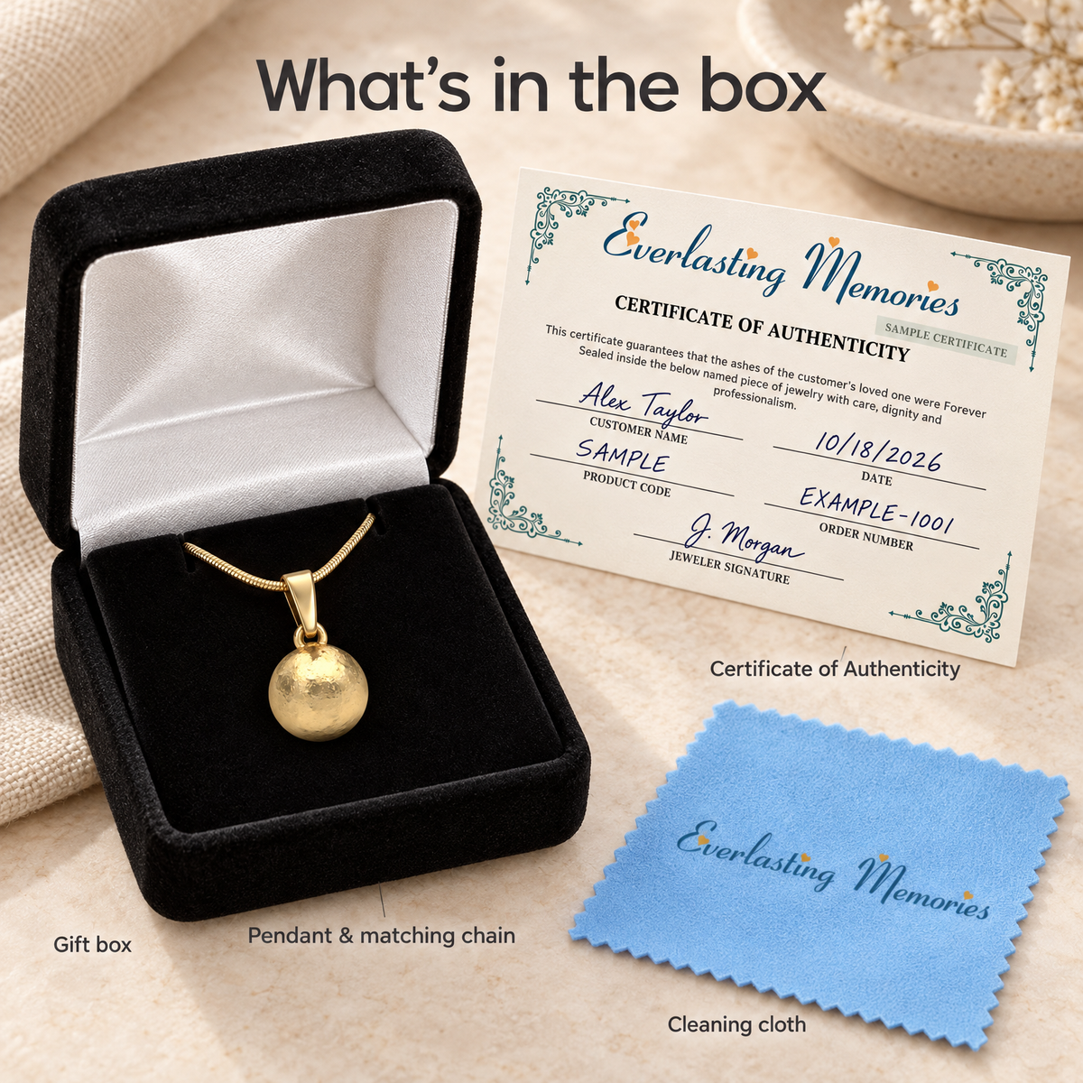 Gold Plated Across The Globe Forever Sealed Memorial Jewelry — whats in box — evr20030gfs