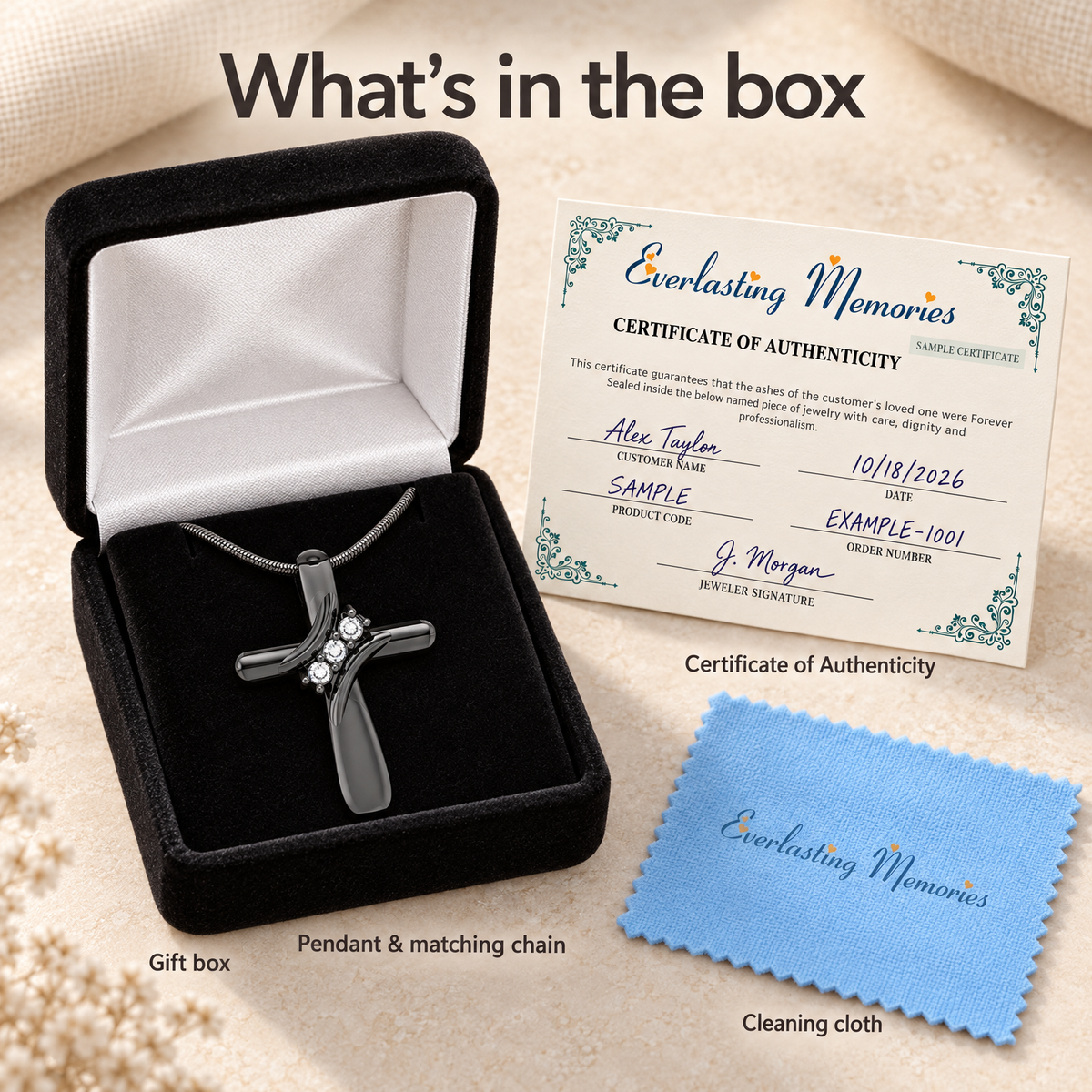 Forever Sealed Black Plated Stylish Cross Memorial Jewelry — whats in box — evr6626bfs