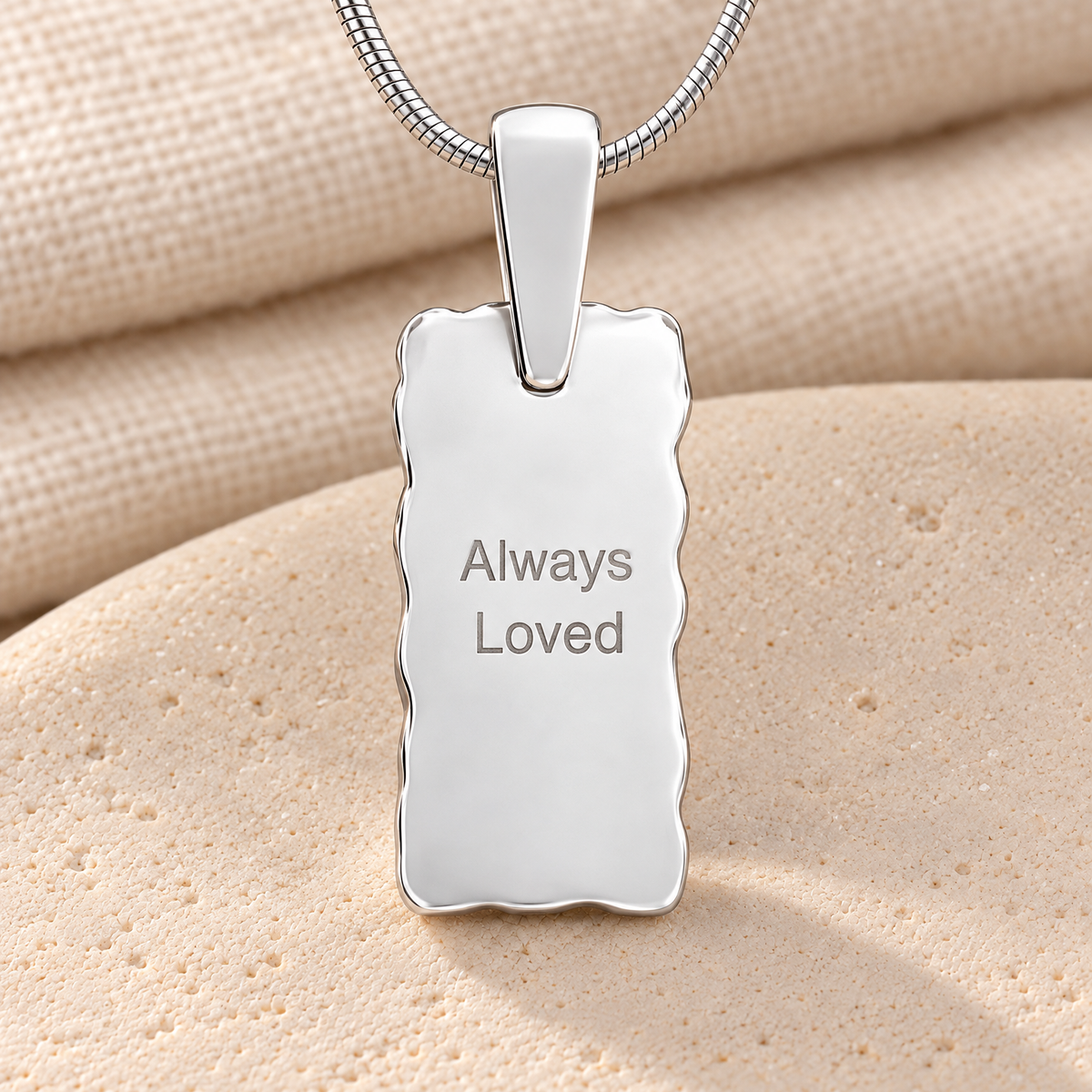 Silver Frame Rectangle Gold Fingerprint Necklace — rear engraving — evr4738sg