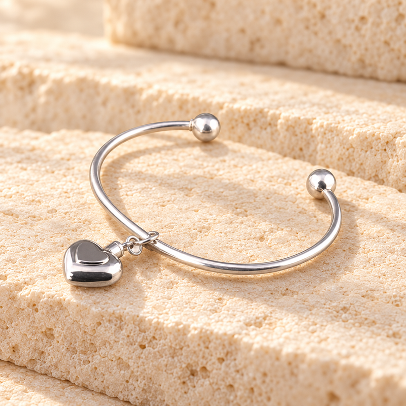 Sterling Silver Double Heart Cremation Bracelet