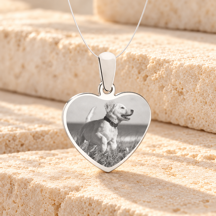 Heart Photo Engraved Stainless Pet Guardian