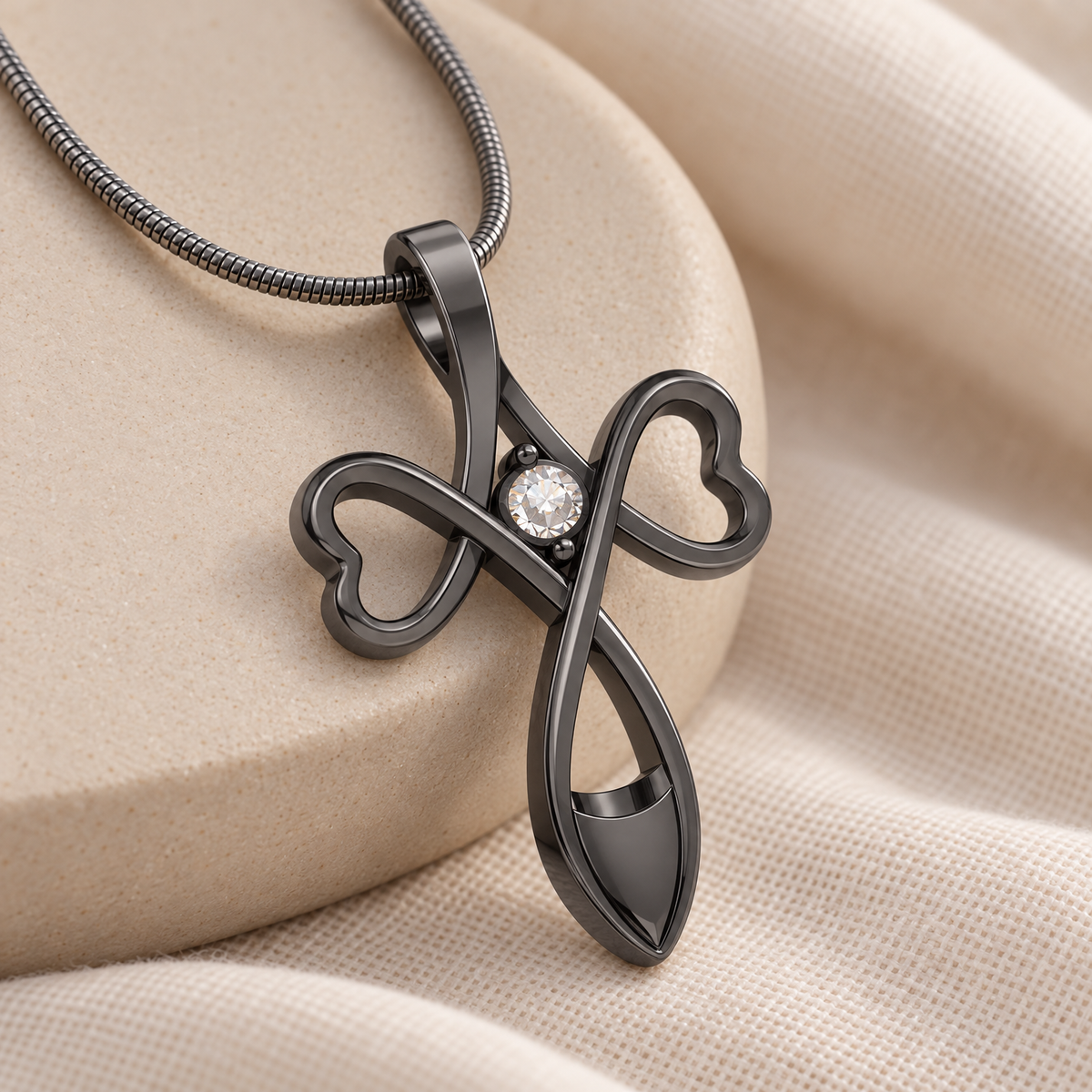 Black Sterling Peaceful Moments Forever Sealed Memorial Jewelry — alternate view — evr6091bfs