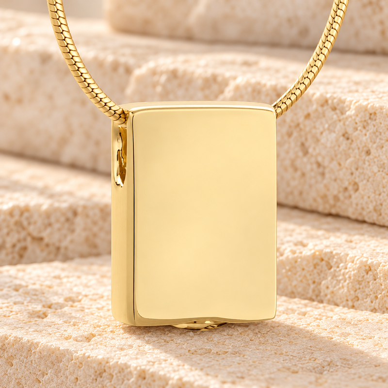 Gold Plated Simple Rectangle Cremation Jewelry