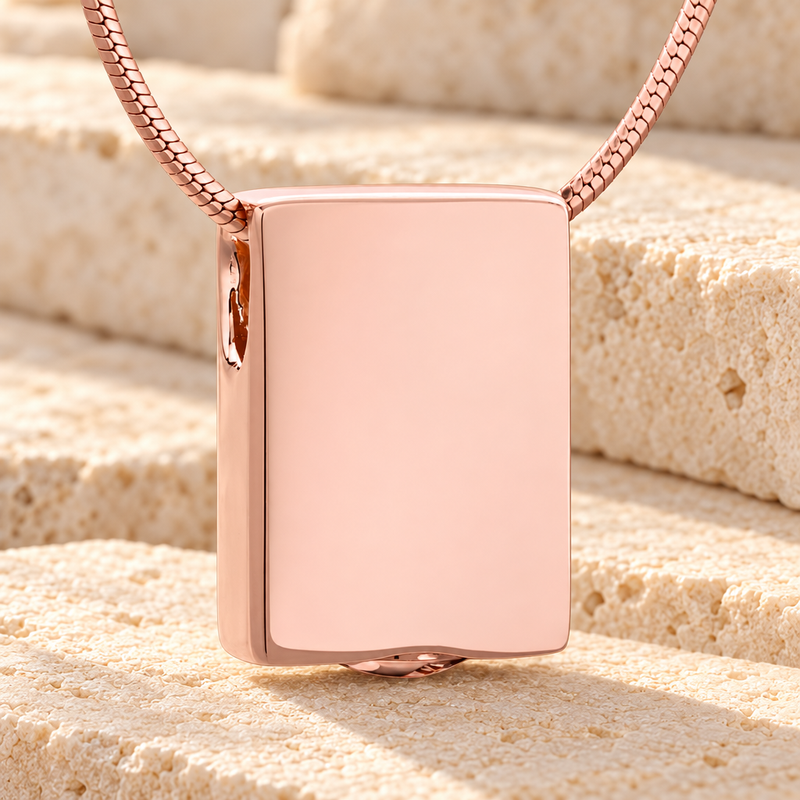 Rose Gold Simple Rectangle Cremation Jewelry