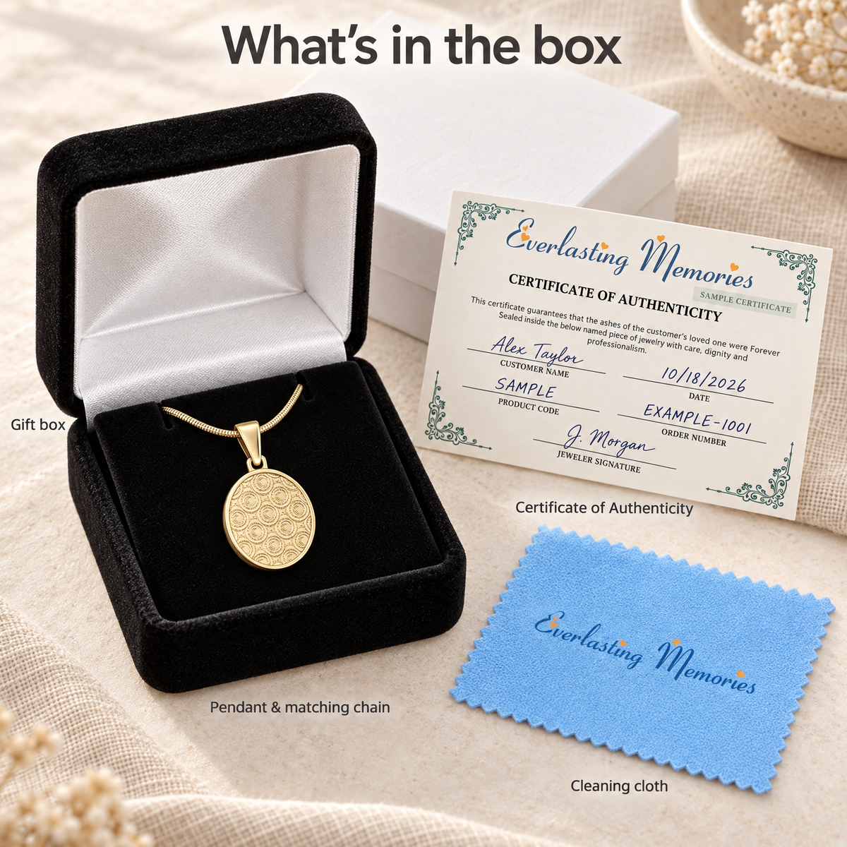 Gold Plated Circled Love Forever Sealed Memorial Jewelry — whats in box — evr20032gfs