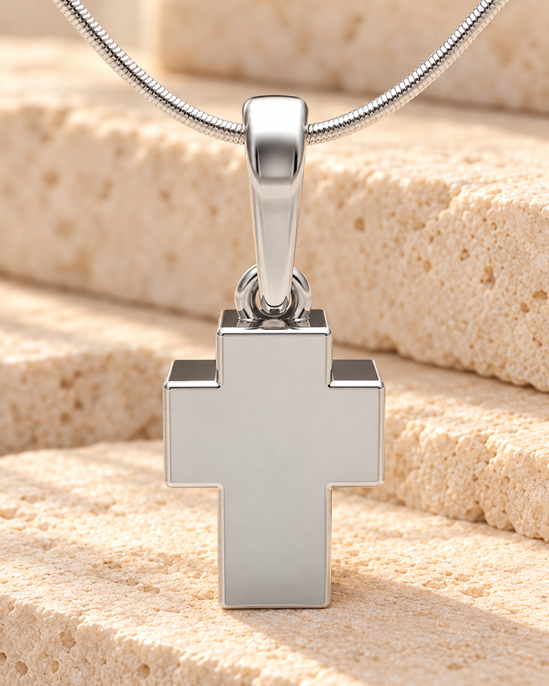 Sterling Silver Faithful Cross Forever Sealed Cremation Jewelry