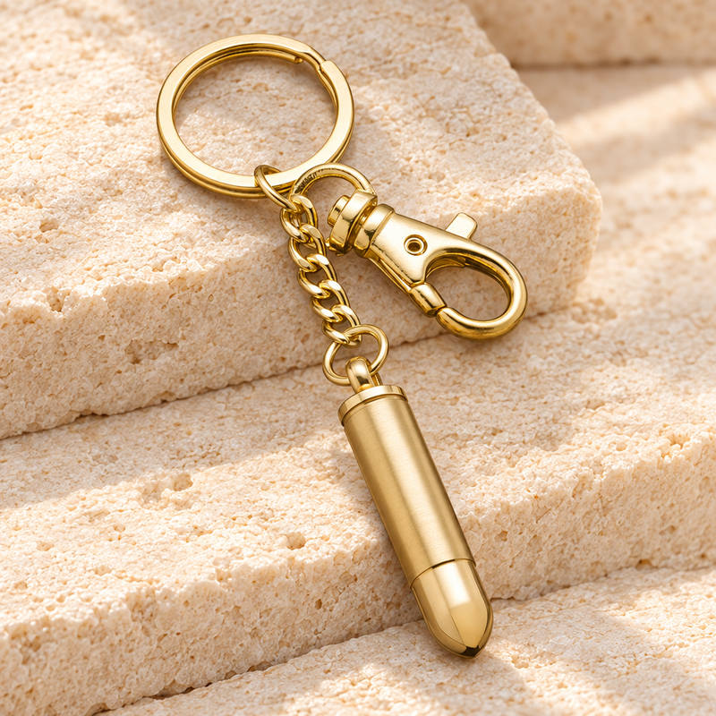 Gold Plated 357 Magnum Bullet Keychain Urn Keepsake