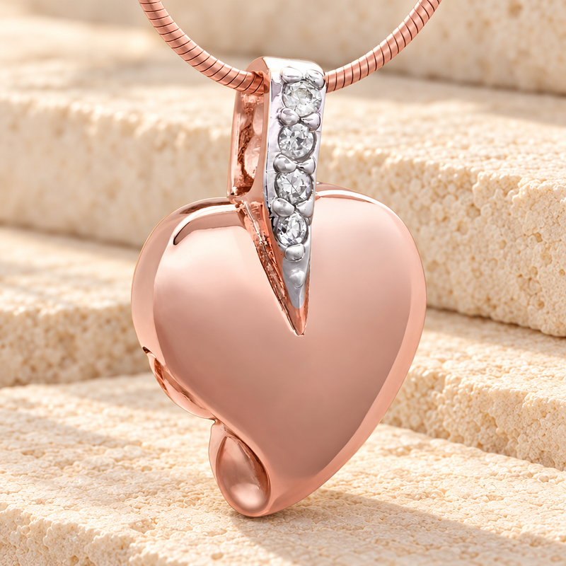 Rose Gold Heavenly Heart Cremation Jewelry