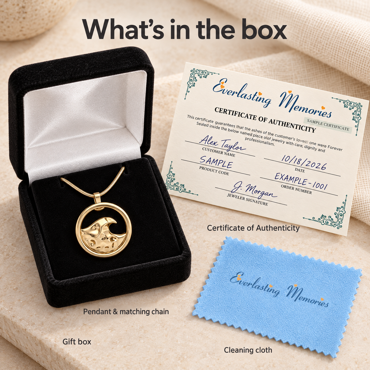 14K Gold Surf's Up Forever Sealed Memorial Jewelry — whats in box — evr20007kgfs