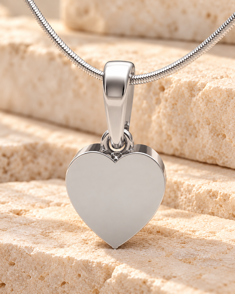 Sterling Silver Simple Heart Forever Sealed Cremation Jewelry