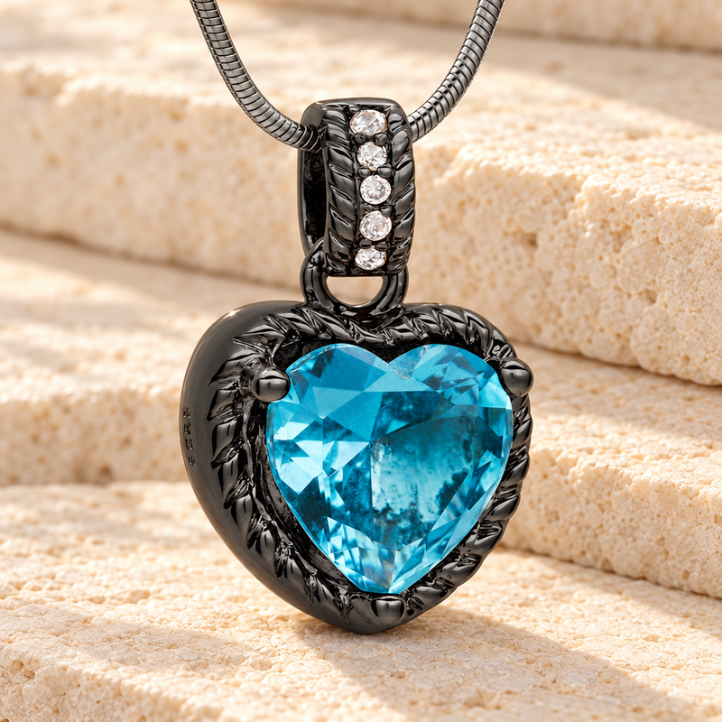 Black Sea of Hearts Cremation Jewelry