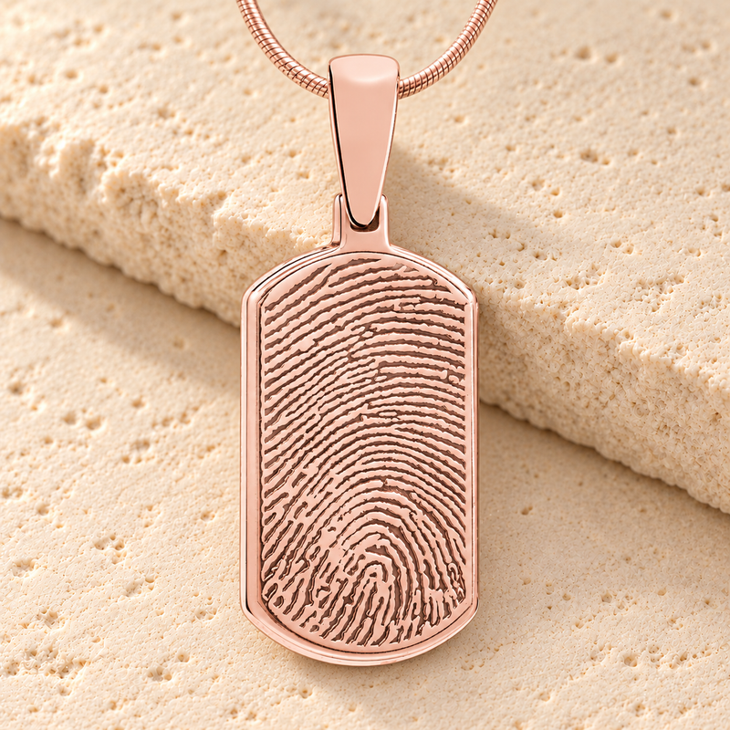 Dog Tag Rose Gold Plated Fingerprint Necklace