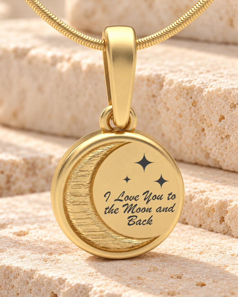 Gold Plated Love You To The Moon Forever Sealed Memorial Jewelry