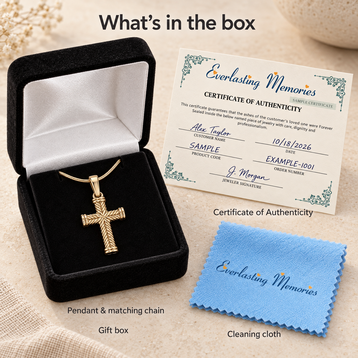14K Gold Cable Cross Forever Sealed Memorial Jewelry — whats in box — evr20026kgfs