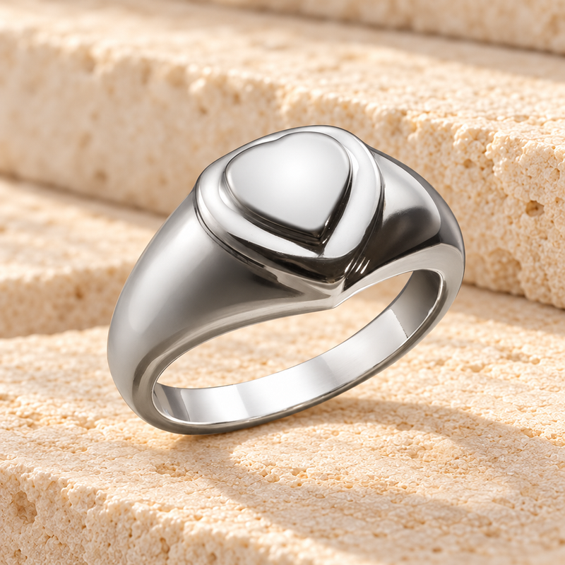 Women's Silver Forever Love Heart Cremation Ring