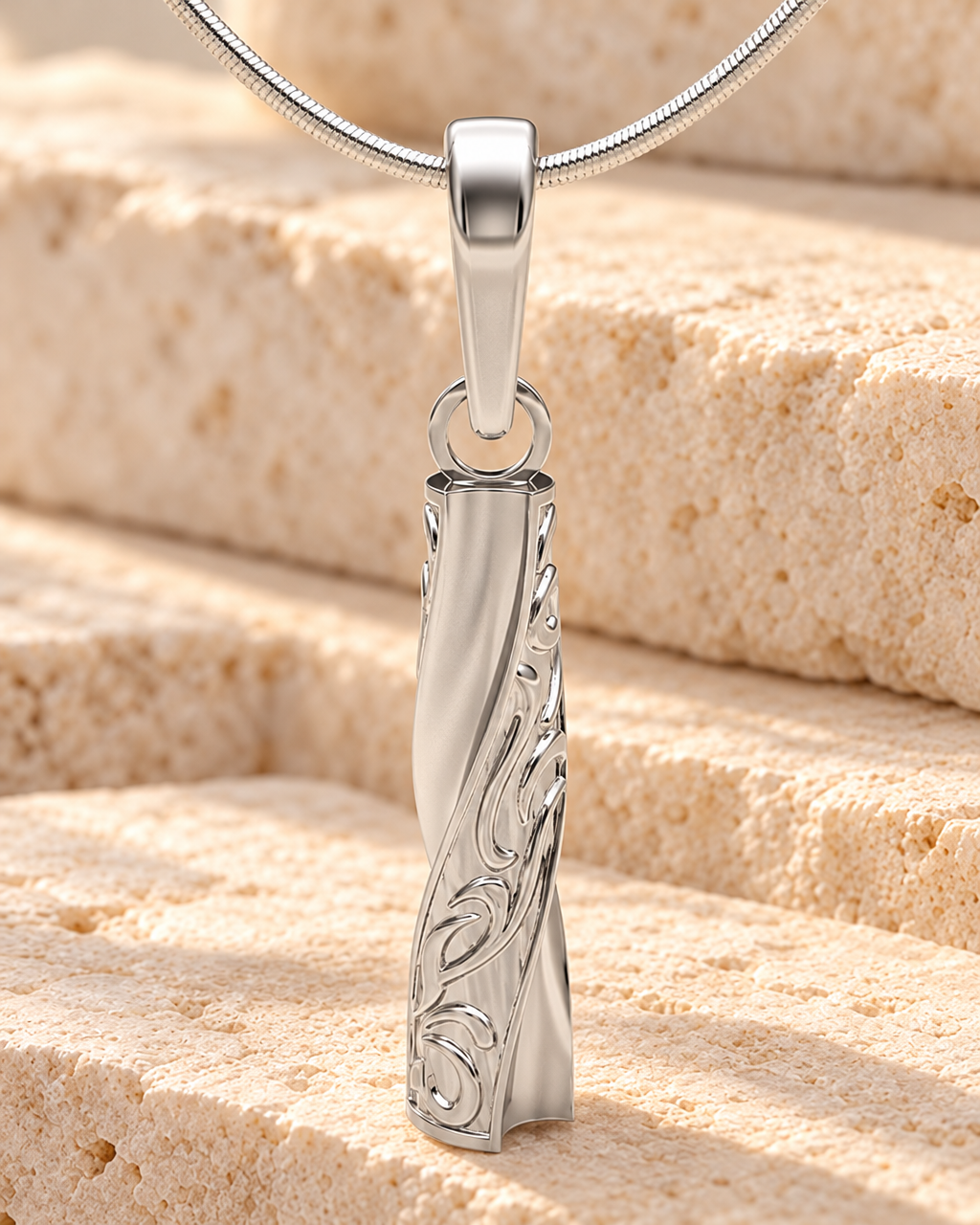 Sterling Silver Twisted Cylinder Forever Sealed Cremation Jewelry — main — evr6629sfs