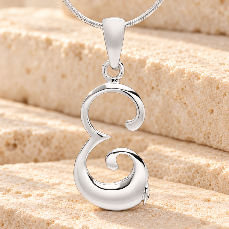 Silver "E" Initial Cremation Jewelry