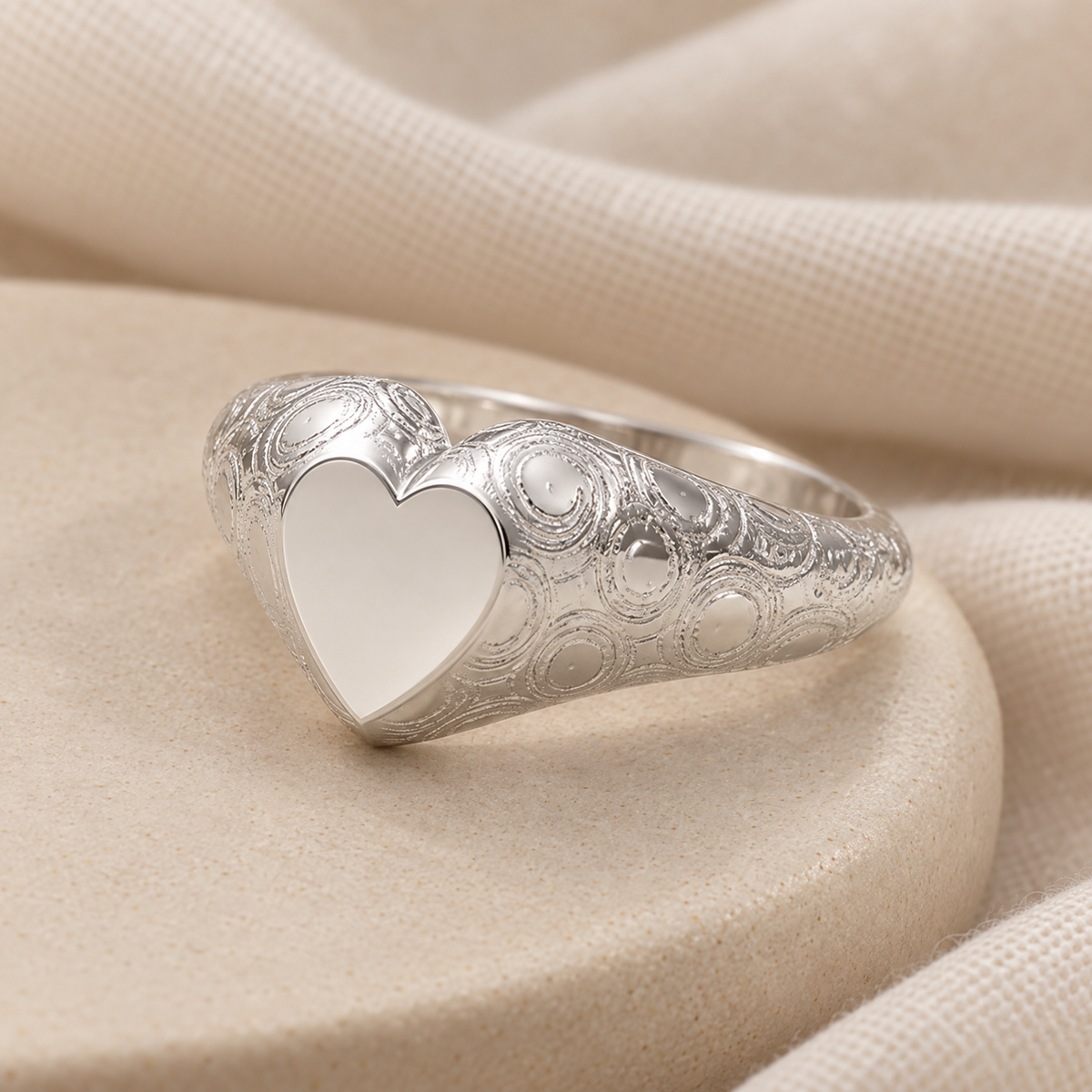 Sterling Silver Signet with Pattern Forever Sealed Memorial Ring — alternate view — evr20041fs