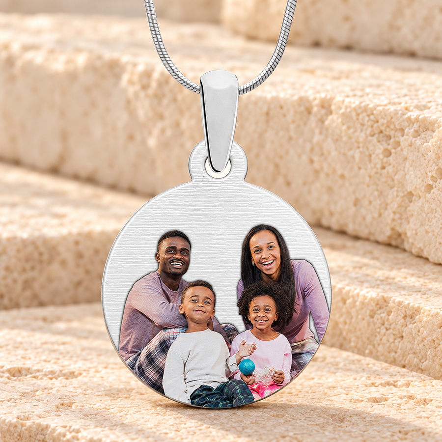 Stainless Circled Color Photo Pendant