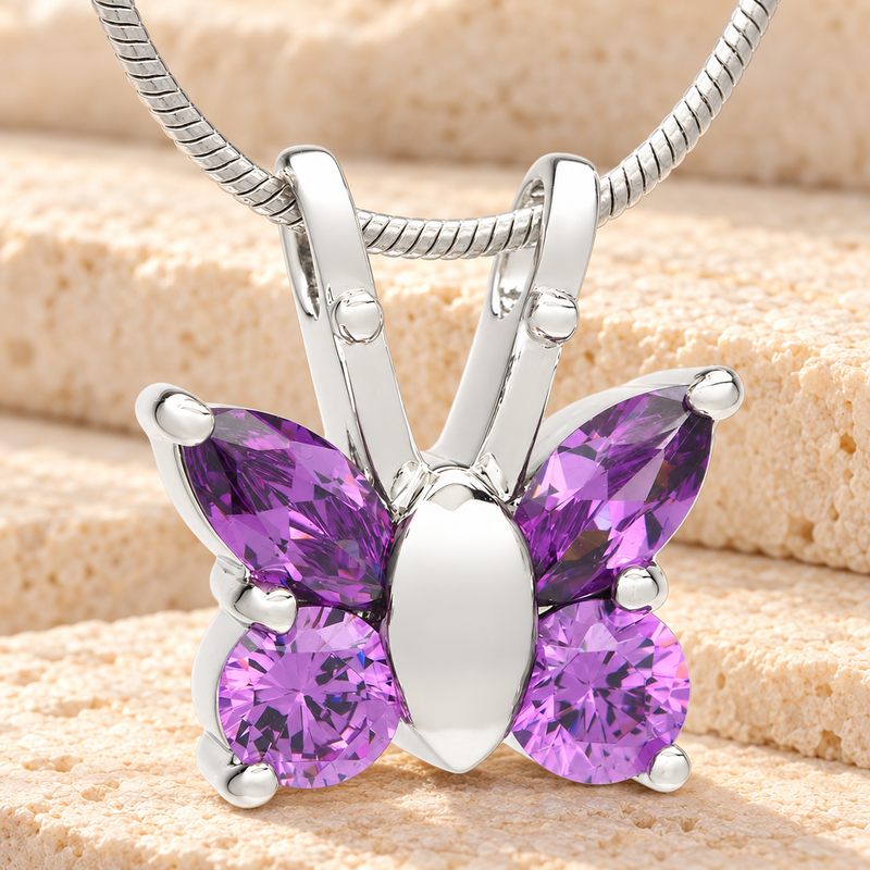 Violet Jeweled Butterfly Memorial Jewelry