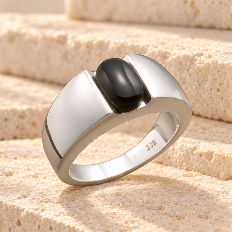 Men's Silver Simply Sable Ashes Ring