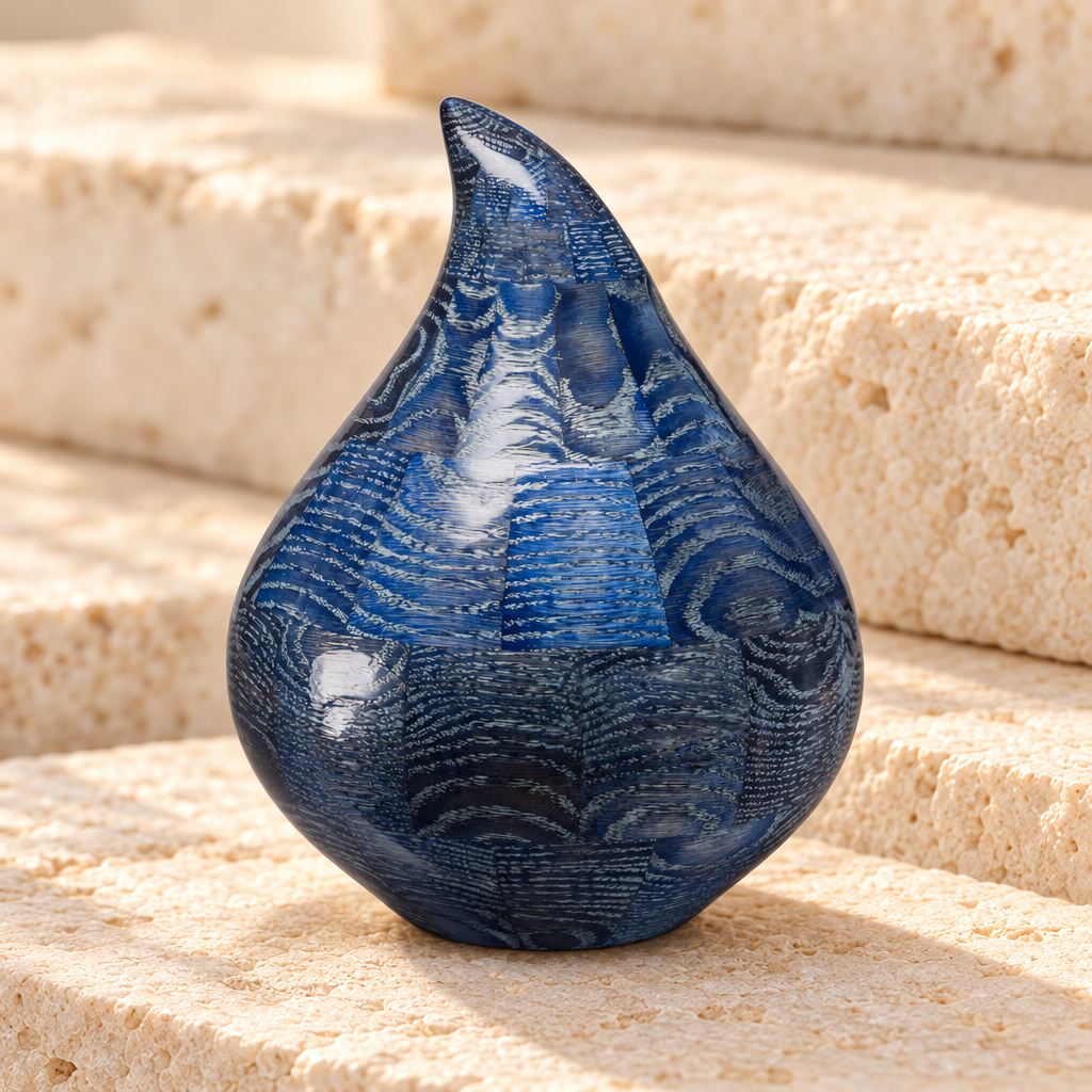 Large Blue Teardrop Urn — main — evr5347