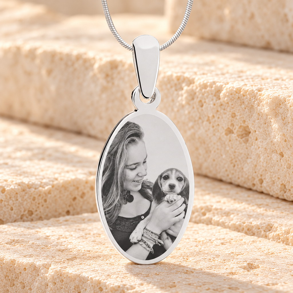 Oval Photo Engraved Stainless Pet Keepsake — main — evr6560s