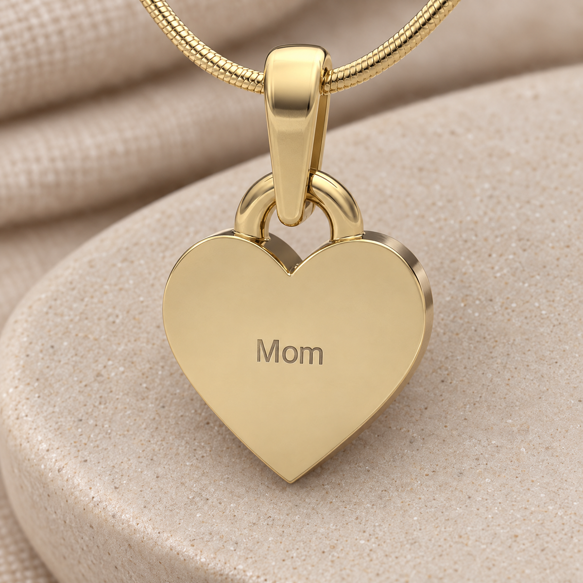 Solid 14K Gold with Black Sterling Duplicity Heart Forever Sealed Memorial Jewelry — rear engraving — evr20036kgblfs