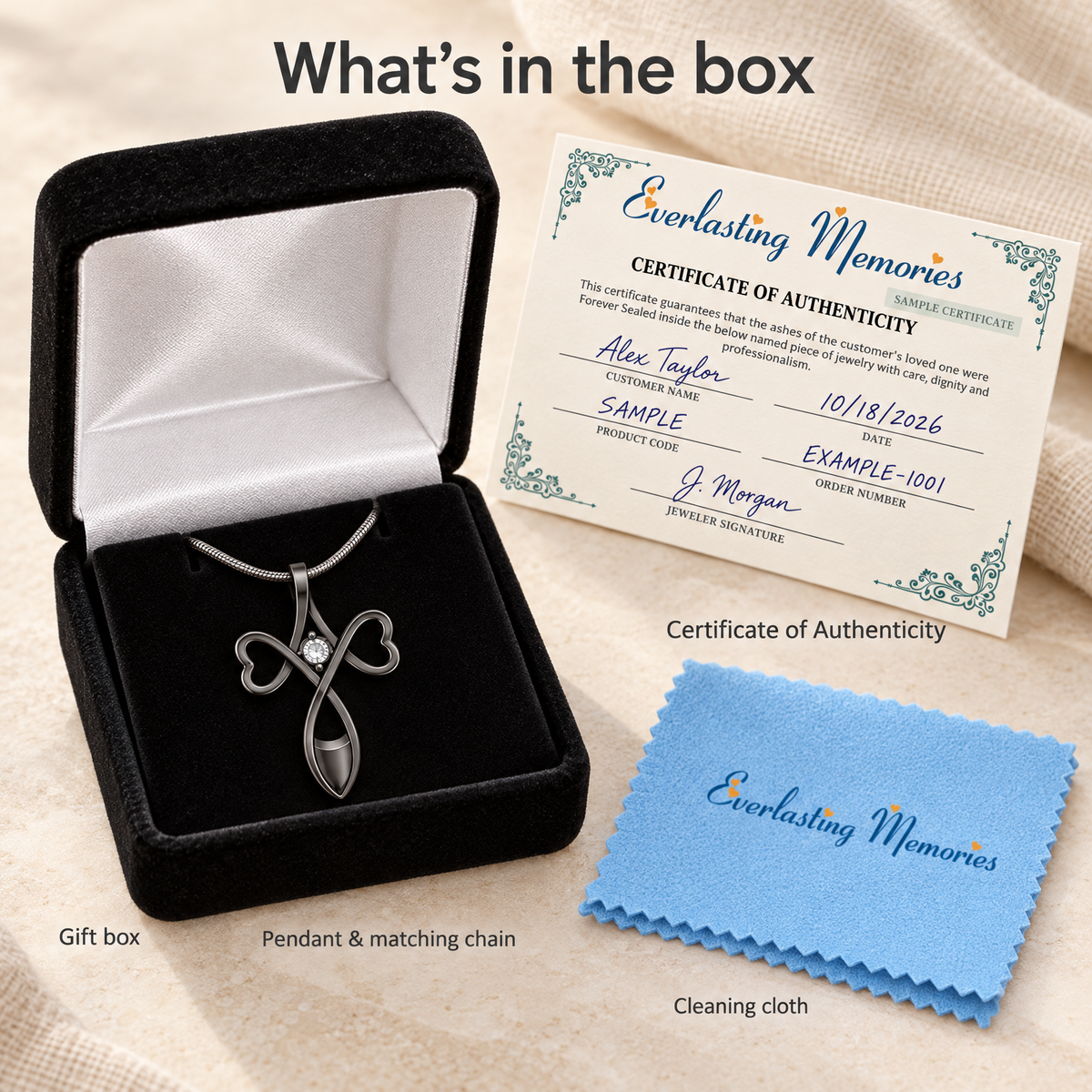 Black Sterling Peaceful Moments Forever Sealed Memorial Jewelry — whats in box — evr6091bfs