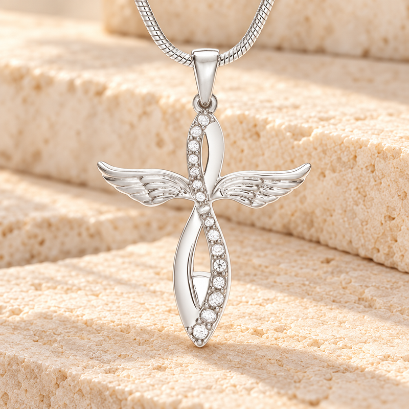 Silver Splendor Cross Urn Pendant