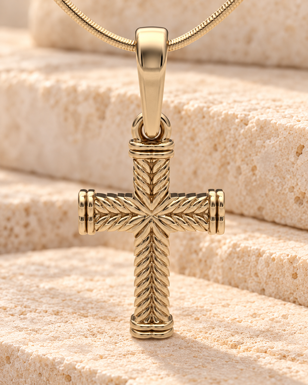 14K Gold Cable Cross Forever Sealed Memorial Jewelry — main — evr20026kgfs