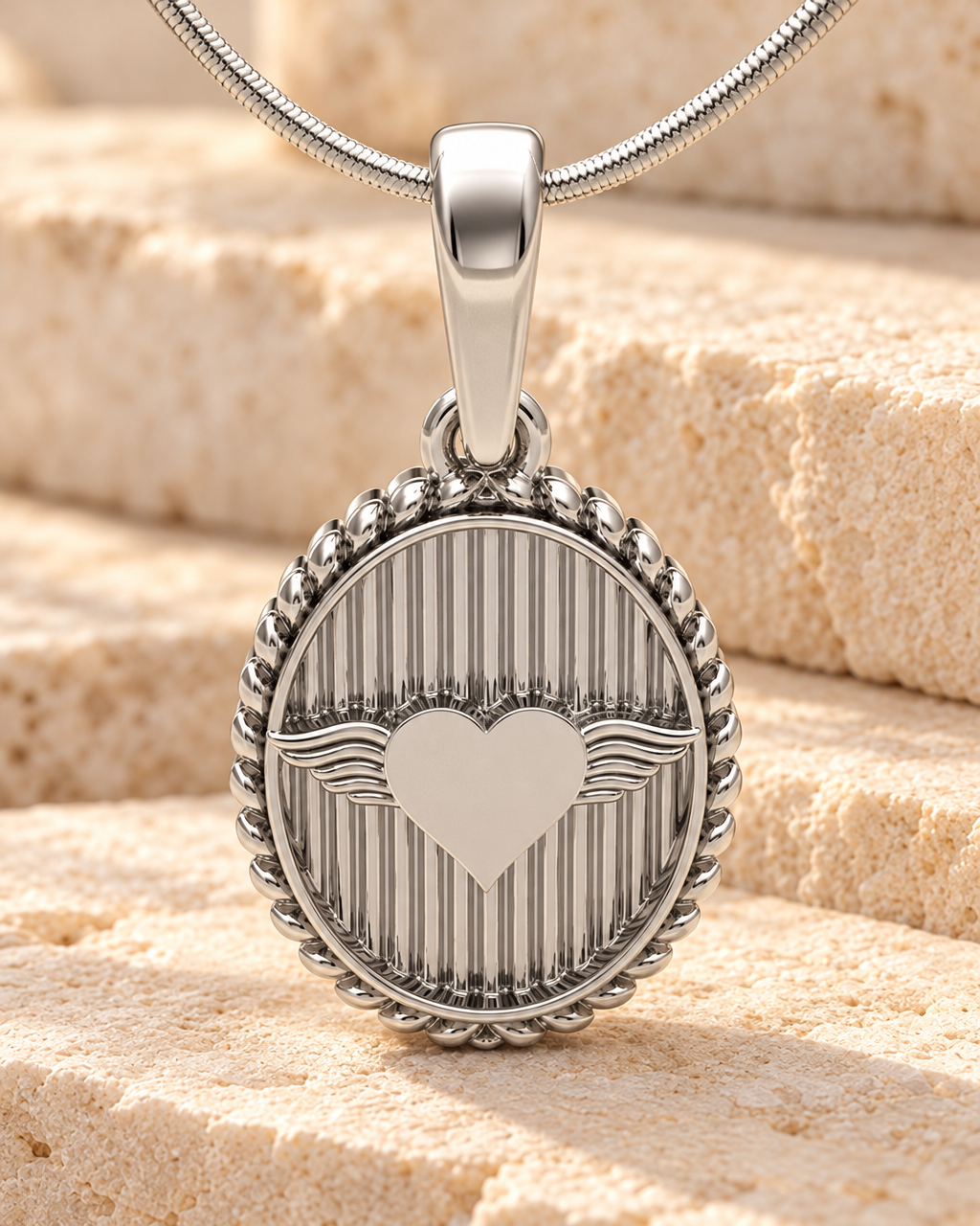 14K White Gold At Heart Oval Forever Sealed Memorial Jewelry — main — evr20009wgfs
