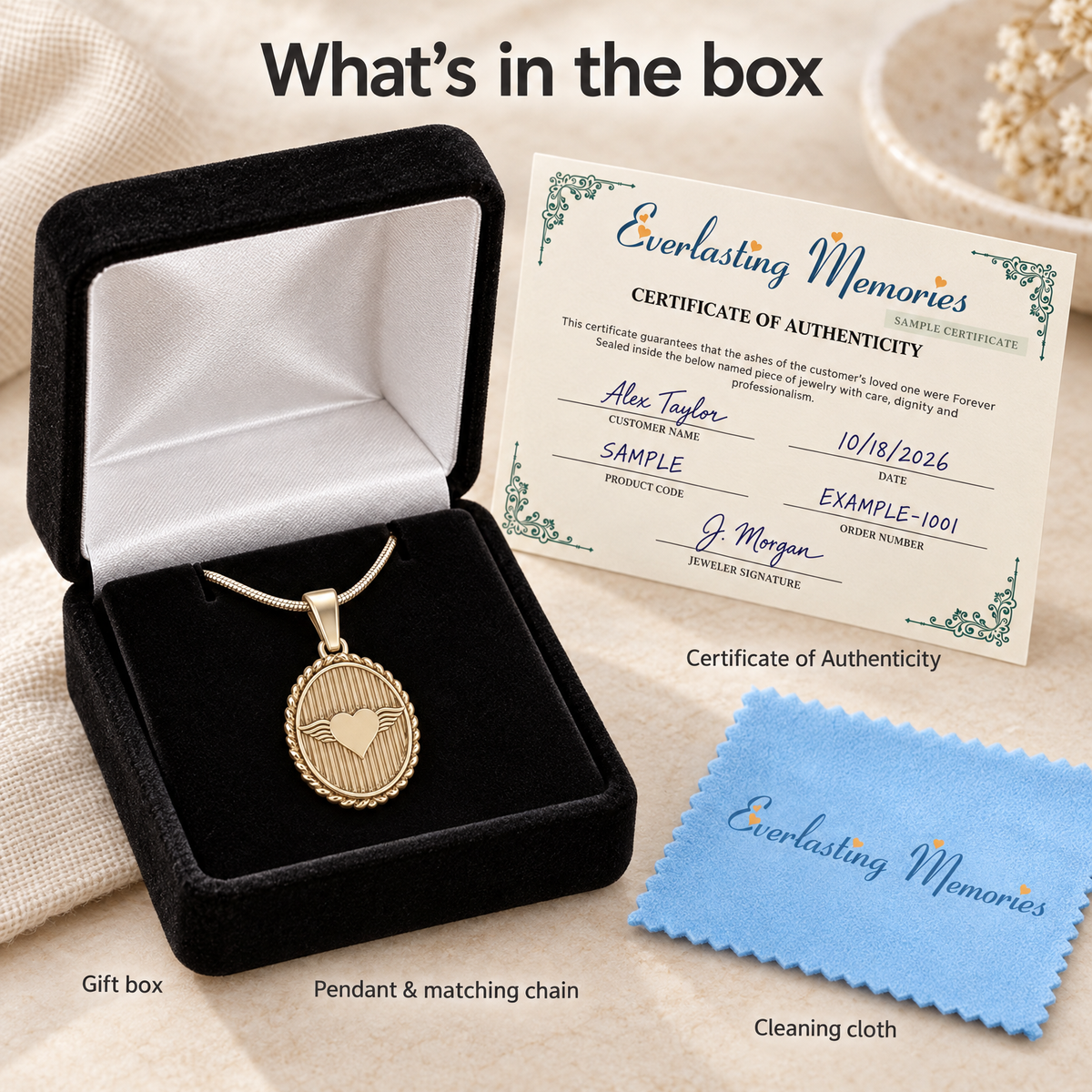 14K Gold At Heart Oval Forever Sealed Memorial Jewelry — whats in box — evr20009kgfs