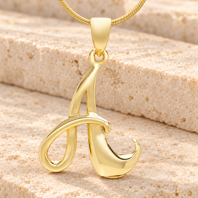 Gold "A" Initial Cremation Jewelry