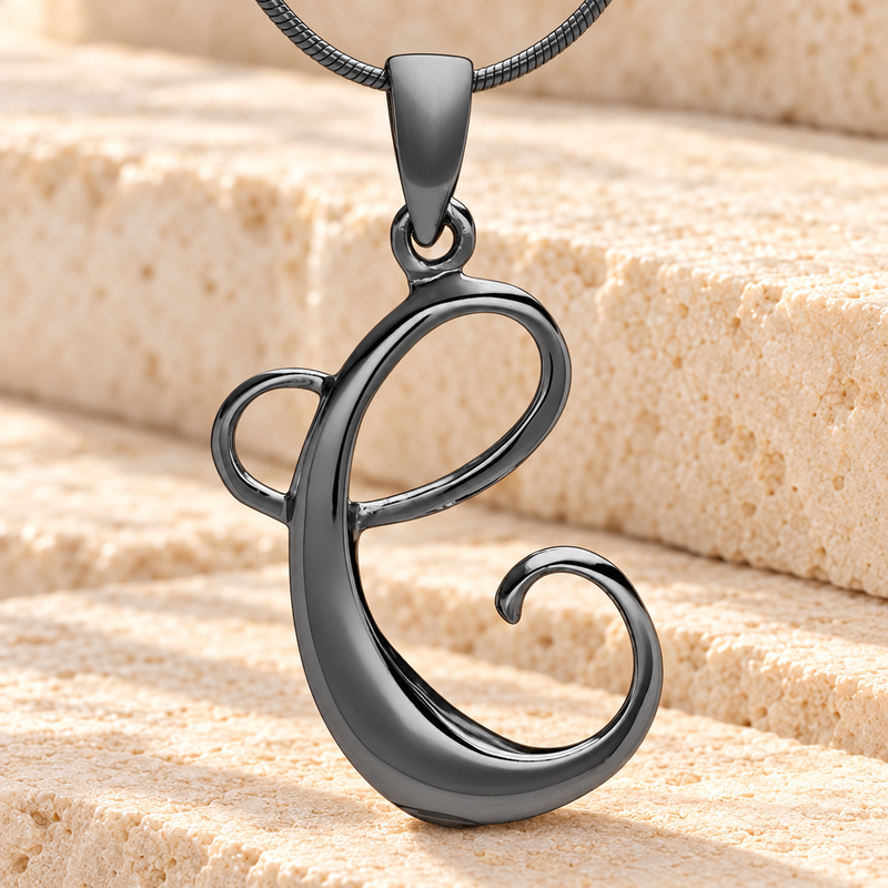 Black "C" Initial Cremation Jewelry