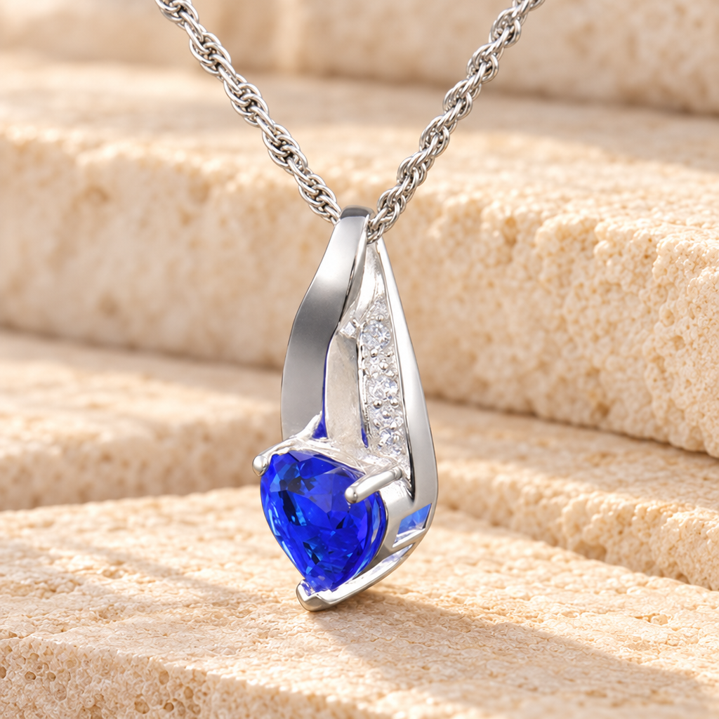 Sterling Silver Deep Blue Heart Memorial Locket — main — evr6338ss