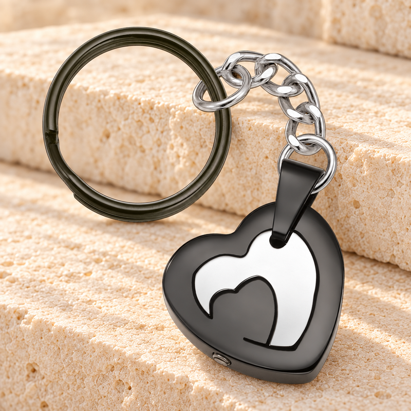 Black Stainless Honesty Heart Urn Keychain