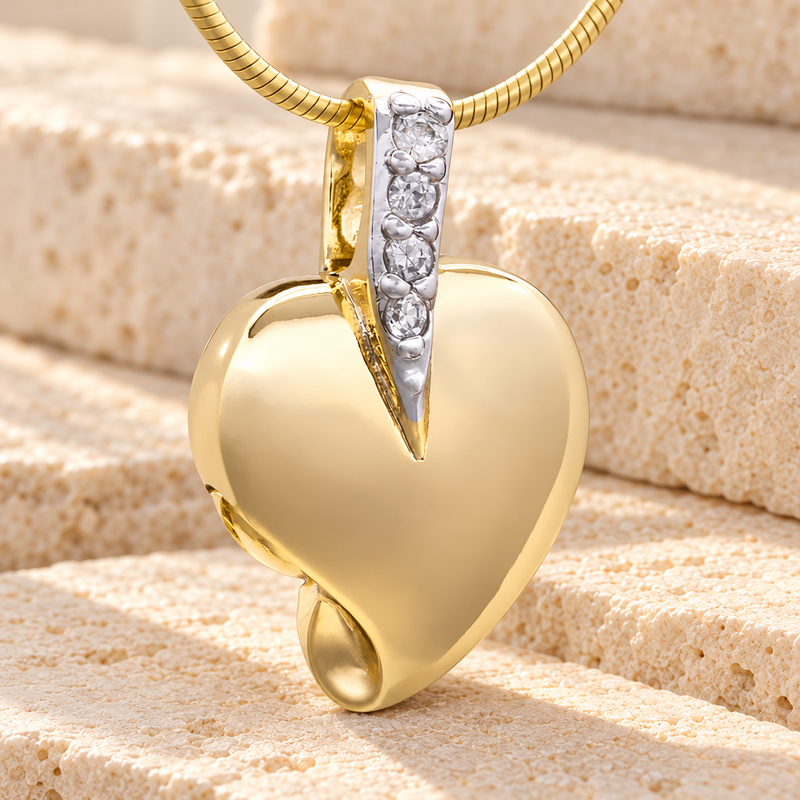 Gold Plated Heavenly Heart Cremation Jewelry