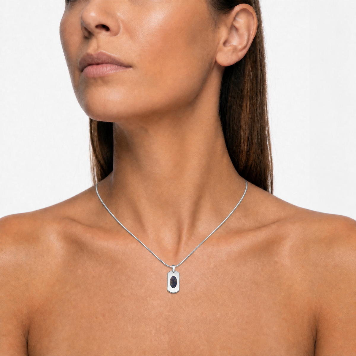 Honored Rectangle Sterling Silver with Scarlet Pearl Opal Ash Resin Jewelry
