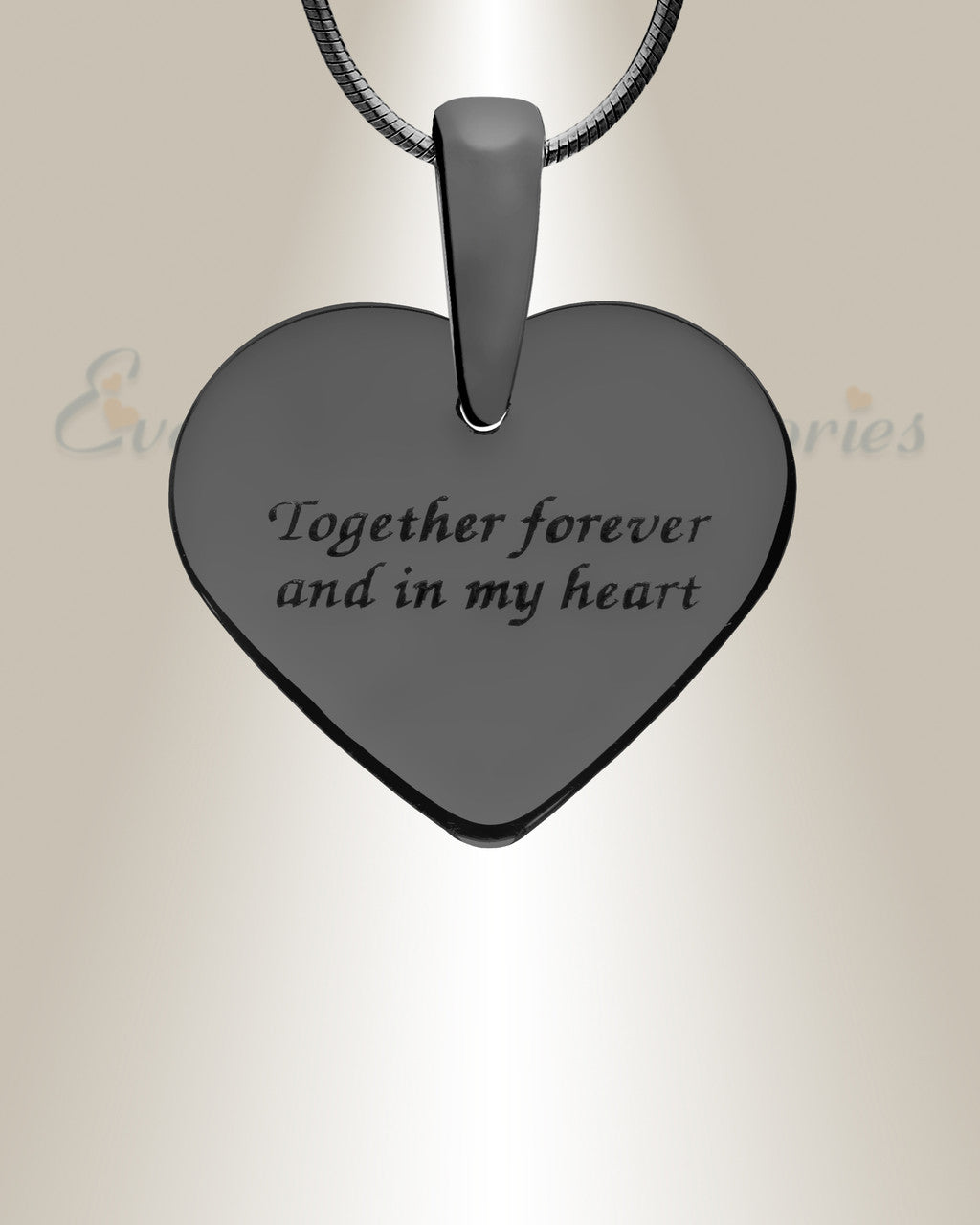 Lined Heart Black Finish with Black Flame Opal Ash Resin Jewelry