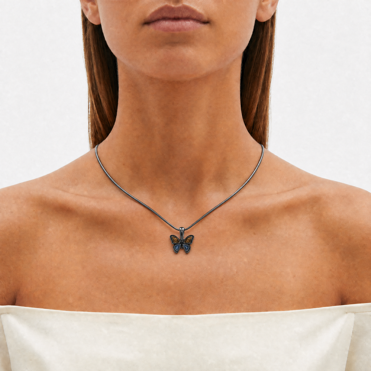 Lovable Butterfly Gold Plated with Slate and Carob Ash Resin Jewelry