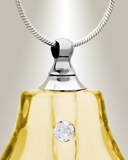 Glass Locket Yellow Trickle Remembrance Pendant