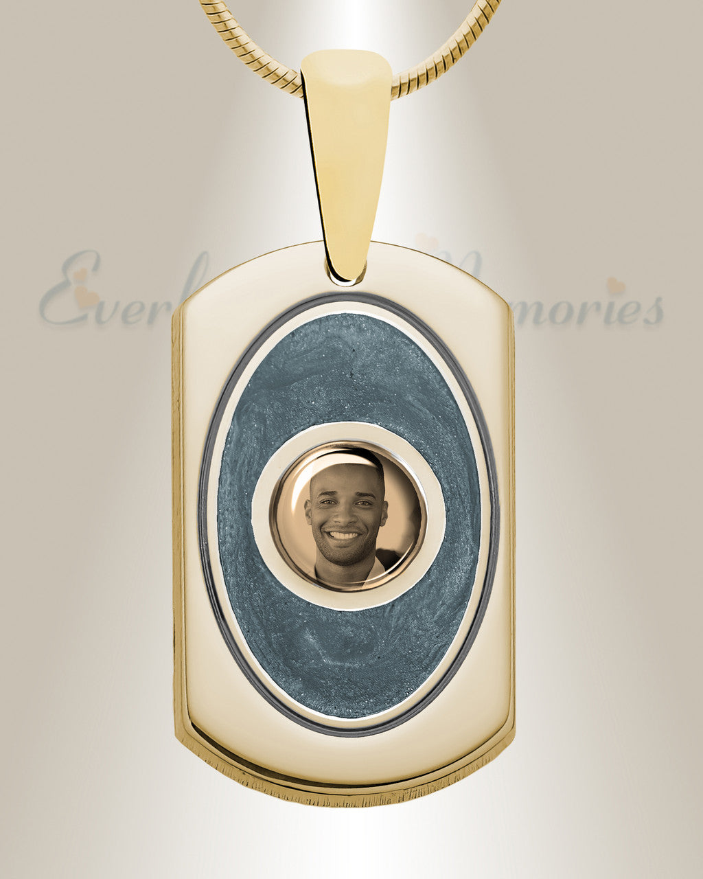 Dog Tag 14K Gold Picture Pendant With Argentine Ashes