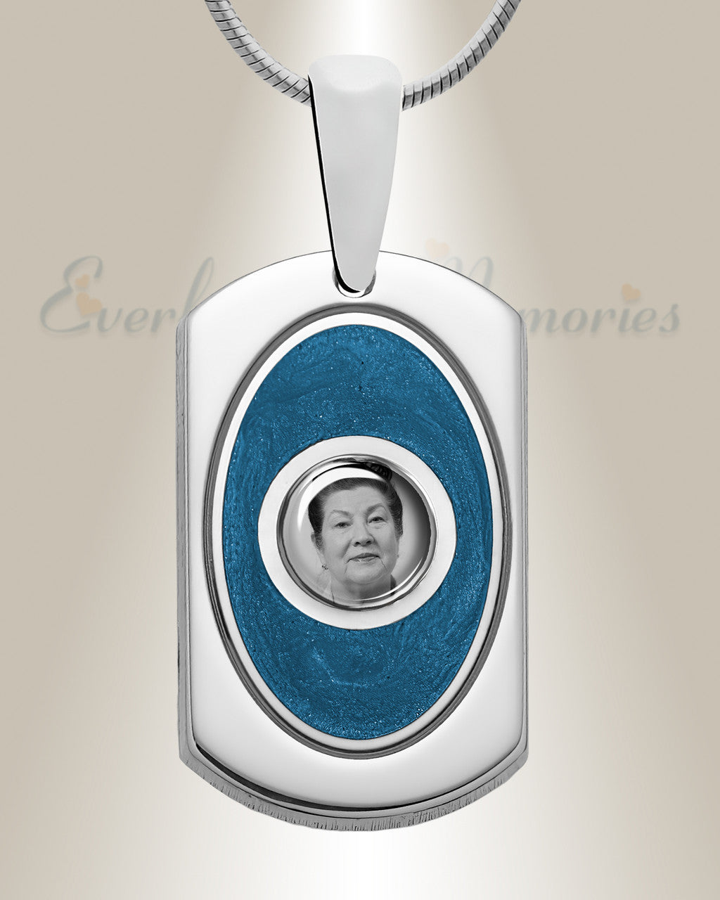 Dog Tag Sterling Silver Picture Pendant With Saxe Ashes